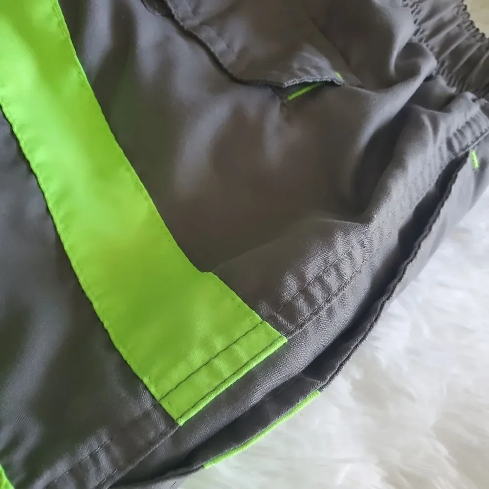 Men's Lime Green and Gray Swim Shorts